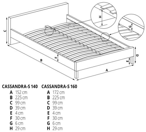 Łóżko Cassandra-S 160 Halmar
