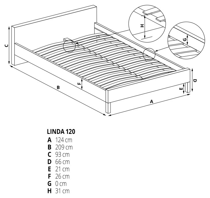 Łóżko Linda 120 Halmar