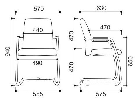 Krzesło biurowe stacjonarne konferencyjne na płozie Magis-A Intar Seating