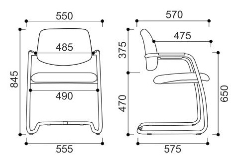 Krzesło biurowe stacjonarne konferencyjne na płozie Magis-B Intar Seating