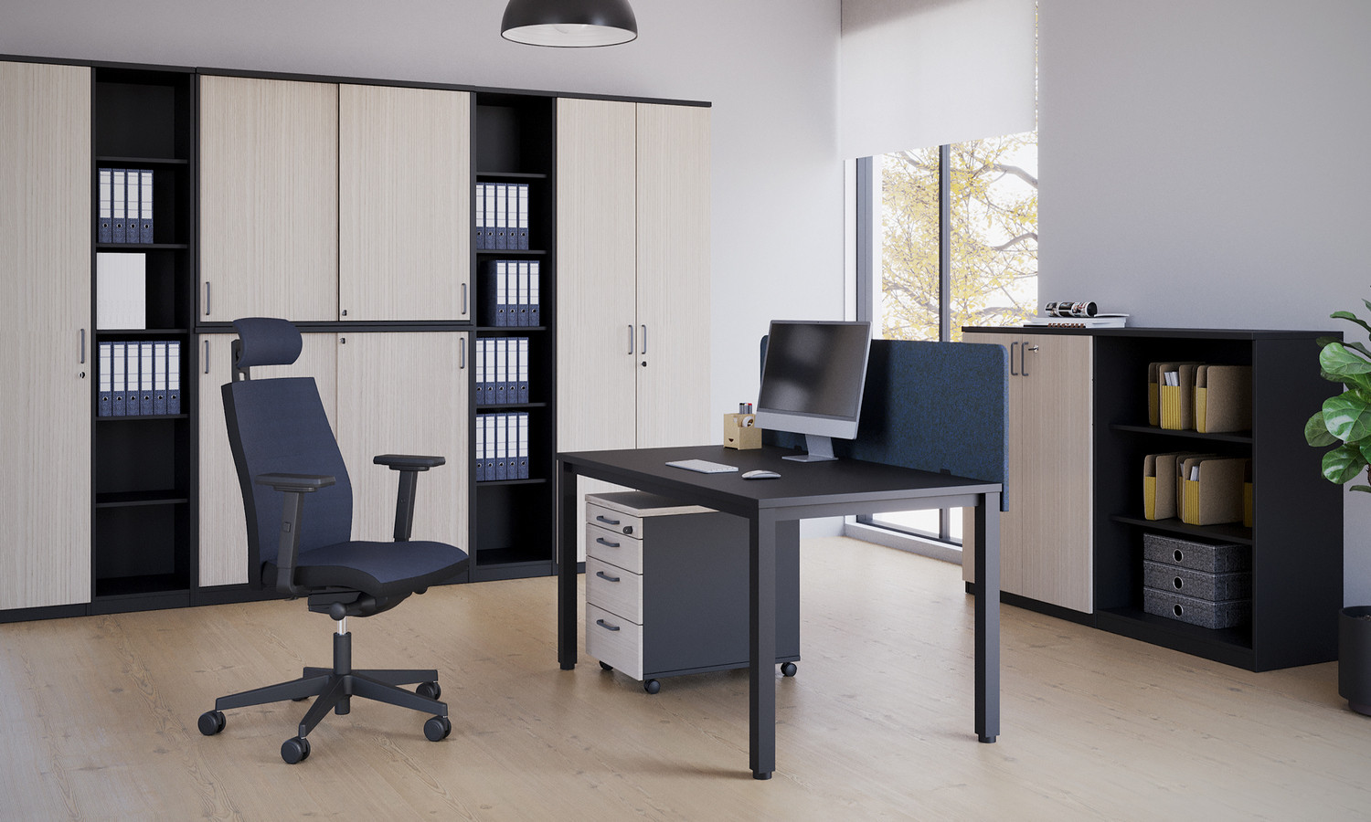 Biurko Easy Space i krzesło biurowe obrotowe So-One Nowy Styl