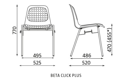 Wymiary krzesła Beta CLICK PLUS Nowy Styl