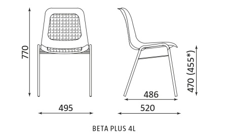 Wymiary krzesła Beta PLUS 4L Nowy Styl