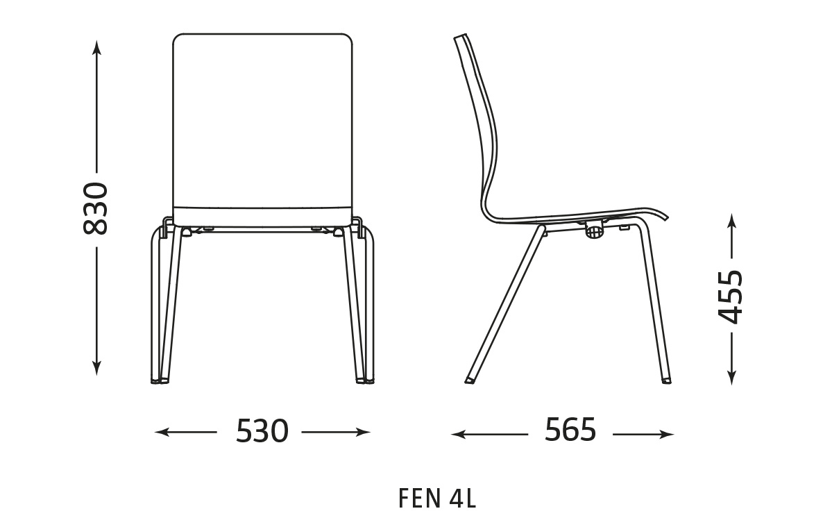Wymiary krzesła FEN 4L Nowy Styl