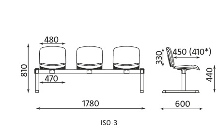 Wymiary ławki ISO-3 Nowy Styl