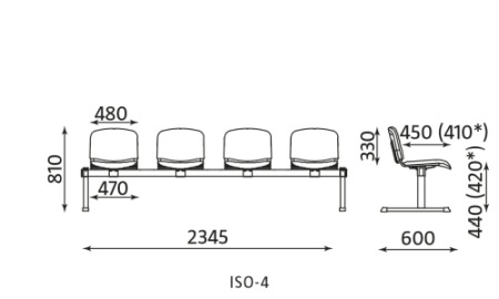 Wymiary ławki ISO-4 Nowy Styl