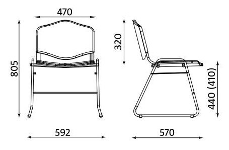 Wymiary krzesła ISO PLASTIC CFS Nowy Styl