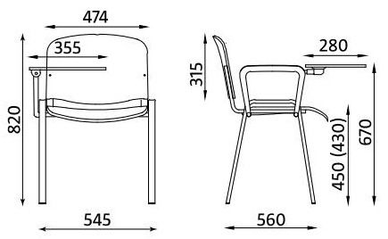 Wymiary krzesła ISO CR WOOD TR Nowy Styl