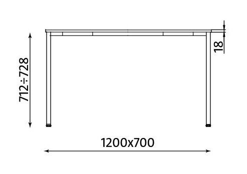 Wymiary stołu Simple 1200x700 Nowy Styl