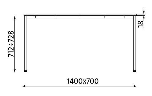 Wymiary stołu Simple 1400x700 GF/CR Nowy Styl