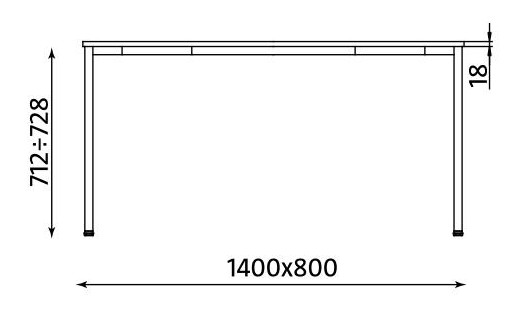 Wymiary stołu Simple 1400x800 Nowy Styl