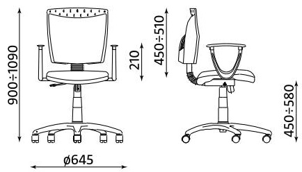 Wymiary krzesła biurowego Stillo 09 TS02 GTP18 Nowy Styl