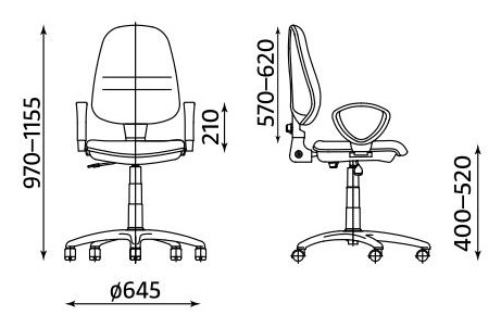 Wymiary krzesła biurowego Perfect Profil ts12 gtp2 pst01 CPW Nowy Styl