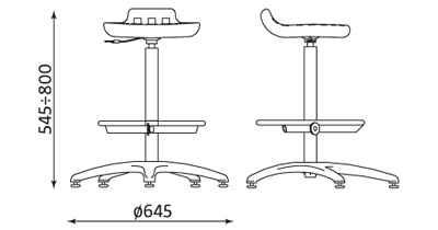 Wymiary krzesła Worker RB-BL TS02 firmy Nowy Styl