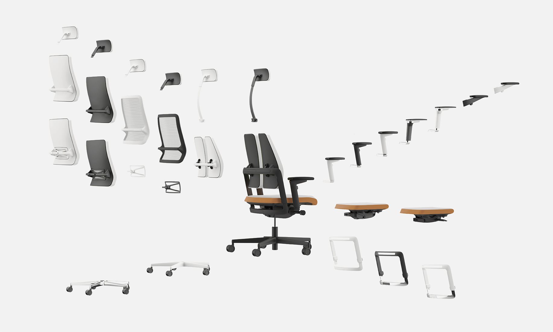 Ergonomiczne krzesło biurowe Xilium Nowy Styl konfiguracja