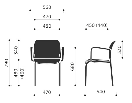 Wymiary krzesła konferencyjnego Bit 560H Profim