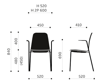 Wymiary krzesła konferencyjnego Com K12H Profim