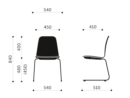 Wymiary krzesła konferencyjnego Com K12V2 Profim