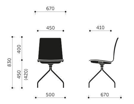 Wymiary krzesła konferencyjnego Com K12HF Profim