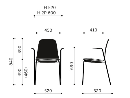 Wymiary krzesła konferencyjnego Com K22H Profim