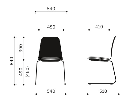 Wymiary krzesła konferencyjnego Com K22V2 Profim