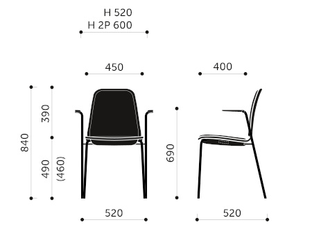 Wymiary krzesła konferencyjnego Com K32H Profim