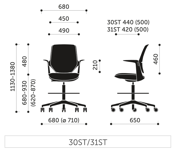 Wymiary krzesła obrotowego Trillo Pro 31ST Profim