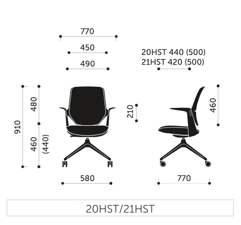 Wymiary krzesła obrotowego Trillo Pro 20HST Profim