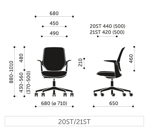 Wymiary krzesła obrotowego Trillo Pro 21ST Profim