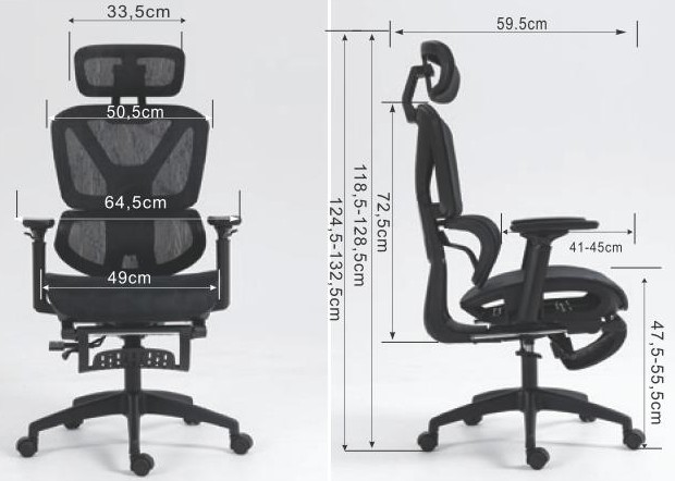 Wymiary fotela biurowego Efector TS Interior