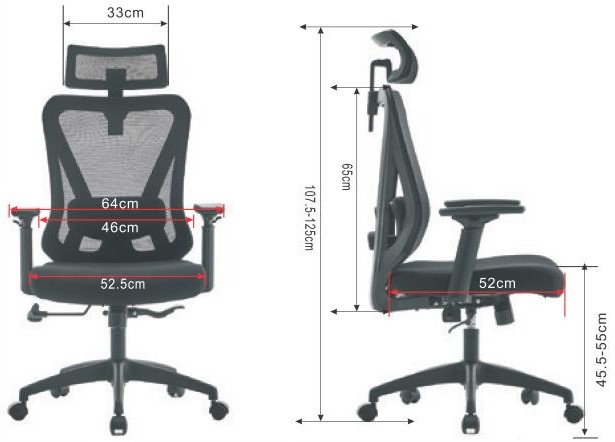 Wymiary fotela biurowego Ergobit TS Interior