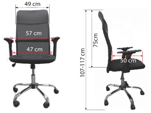 Wymiary fotela biurowego Oxford R TS Interior