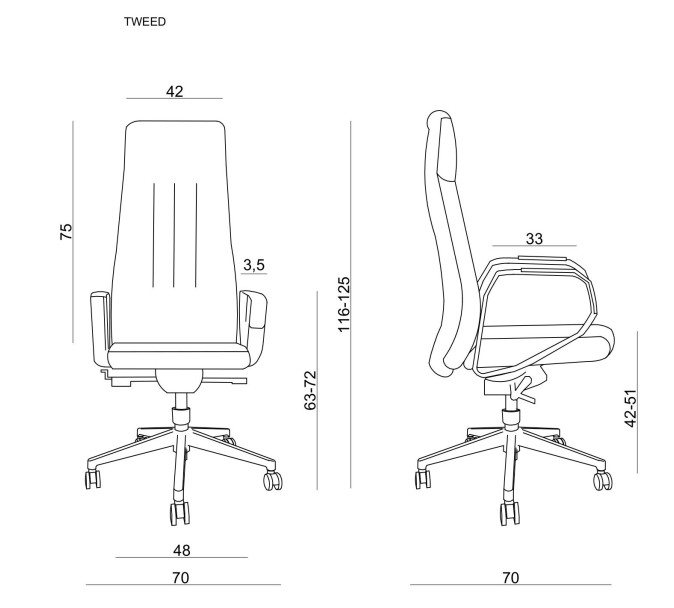Wymiary fotela Tweed Unique